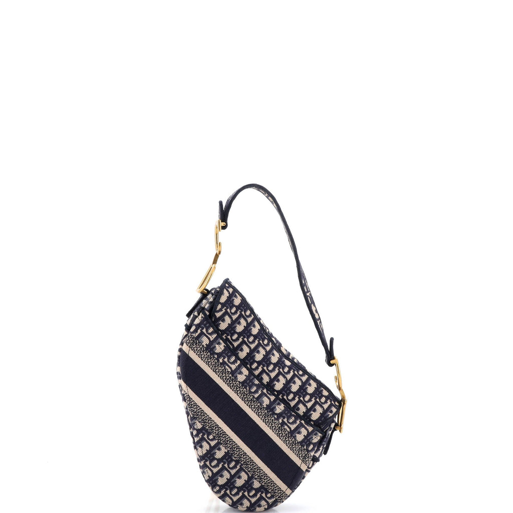 Saddle Handbag Logo Embroidered Oblique Canvas Medium