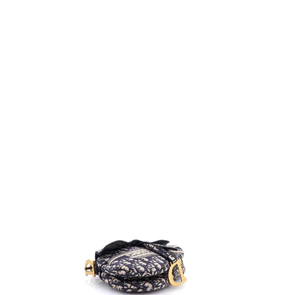 Saddle Handbag Logo Embroidered Oblique Canvas Medium