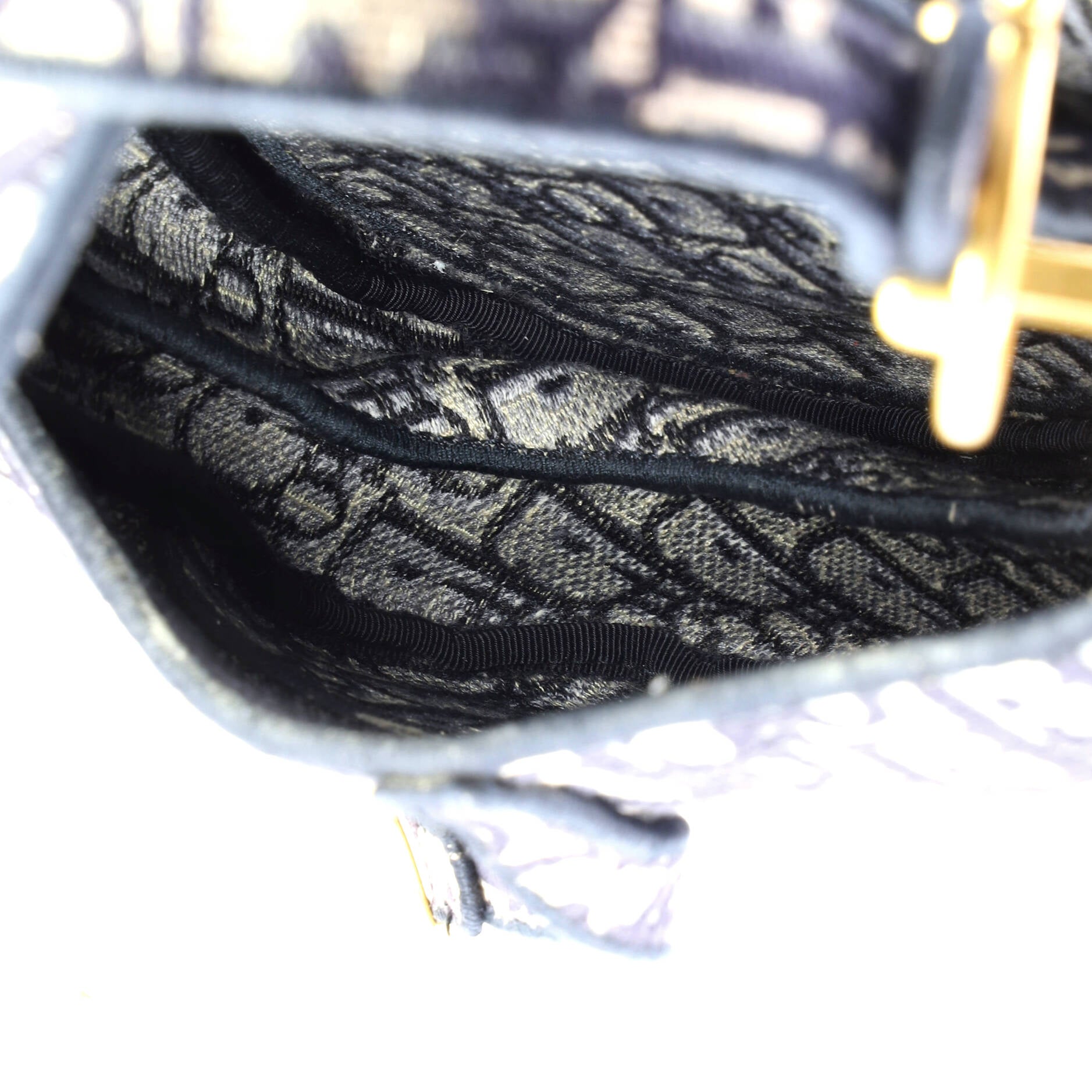 Saddle Handbag Logo Embroidered Oblique Canvas Medium