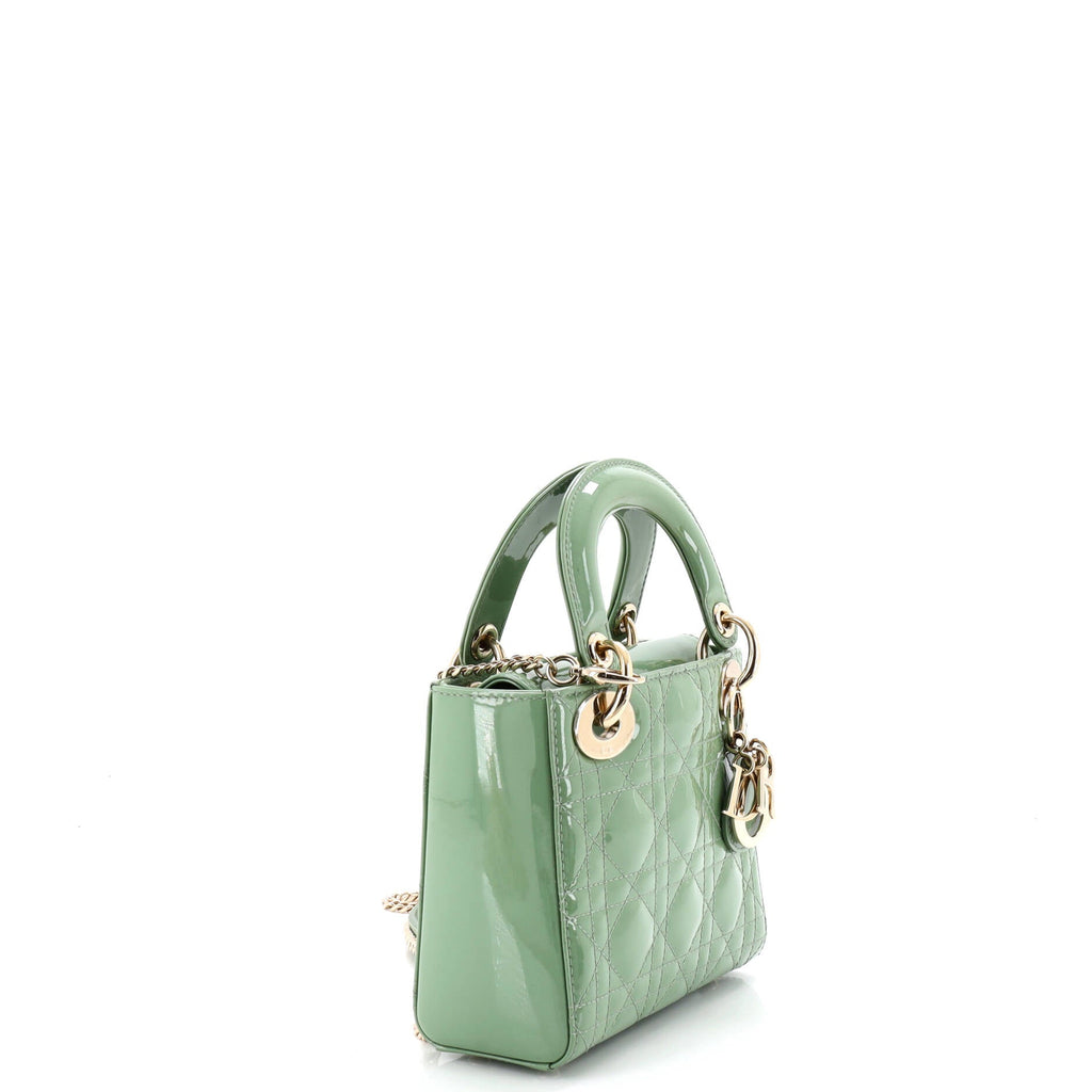 Lady Dior Chain Bag Cannage Quilt Patent Mini