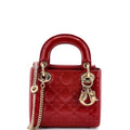 Lady Dior Chain Bag Cannage Quilt Patent Mini