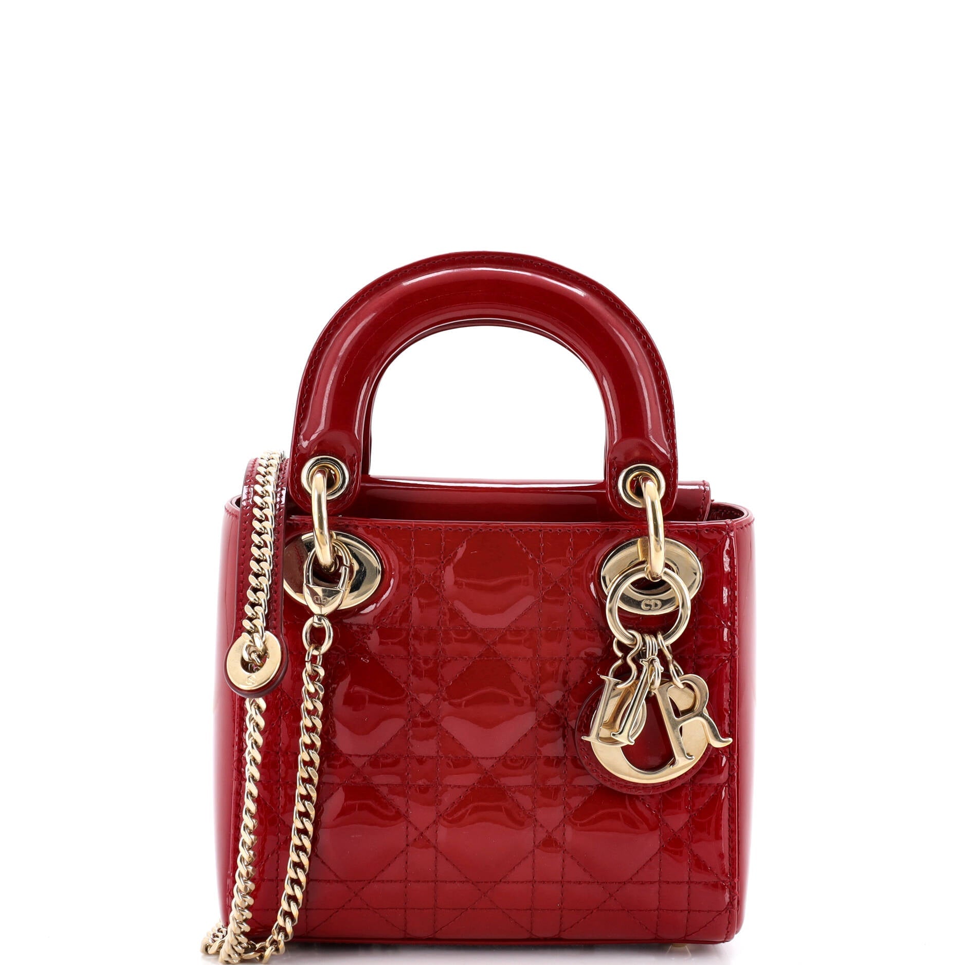 Lady Dior Chain Bag Cannage Quilt Patent Mini