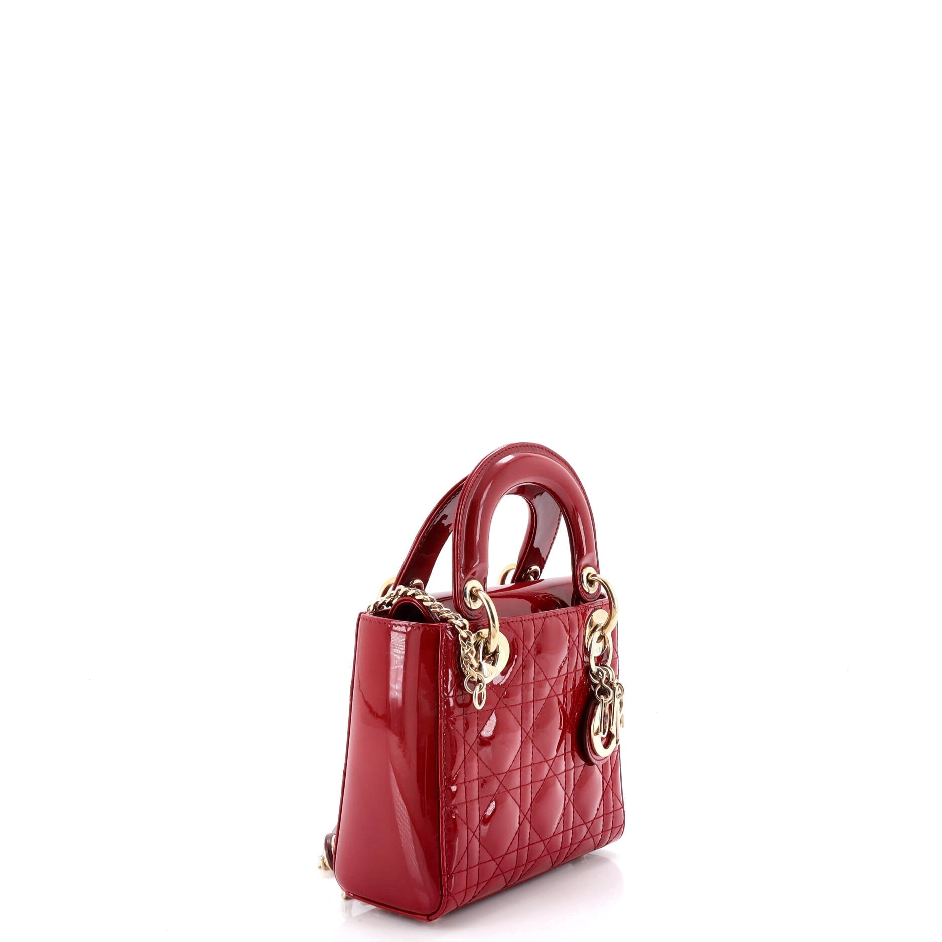Lady Dior Chain Bag Cannage Quilt Patent Mini