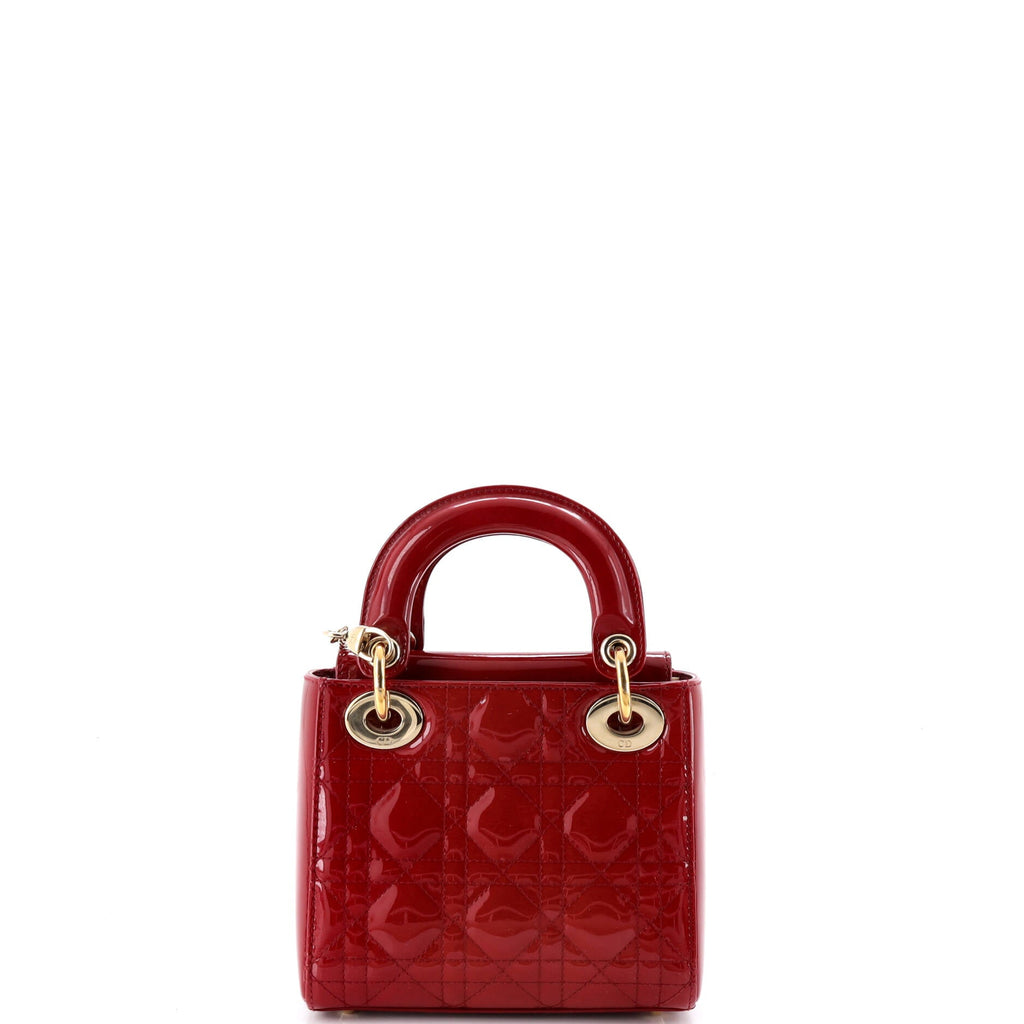 Lady Dior Chain Bag Cannage Quilt Patent Mini
