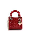Lady Dior Chain Bag Cannage Quilt Patent Mini