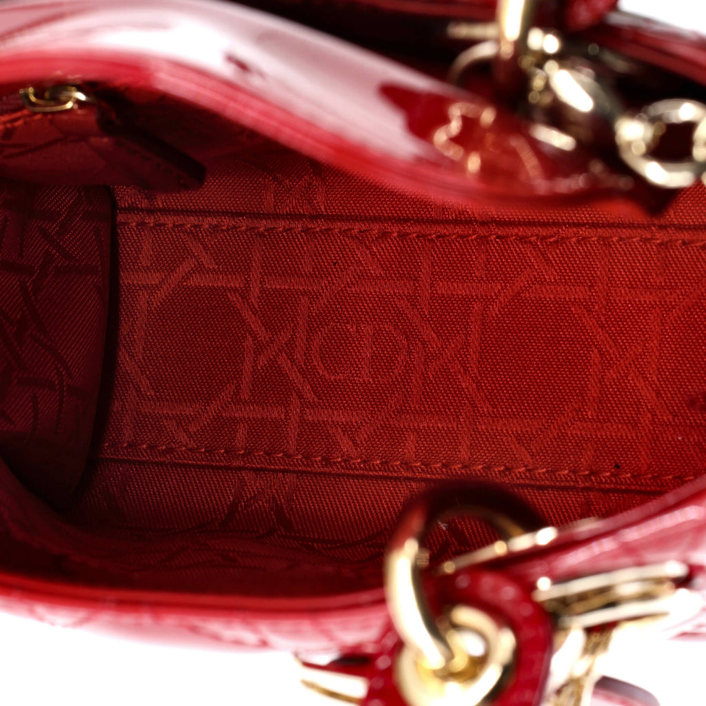 Lady Dior Chain Bag Cannage Quilt Patent Mini