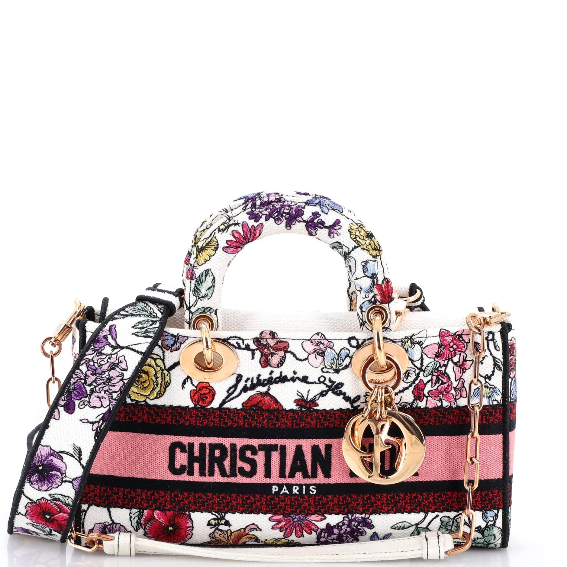 Lady D-Joy Bag Embroidered Canvas Medium