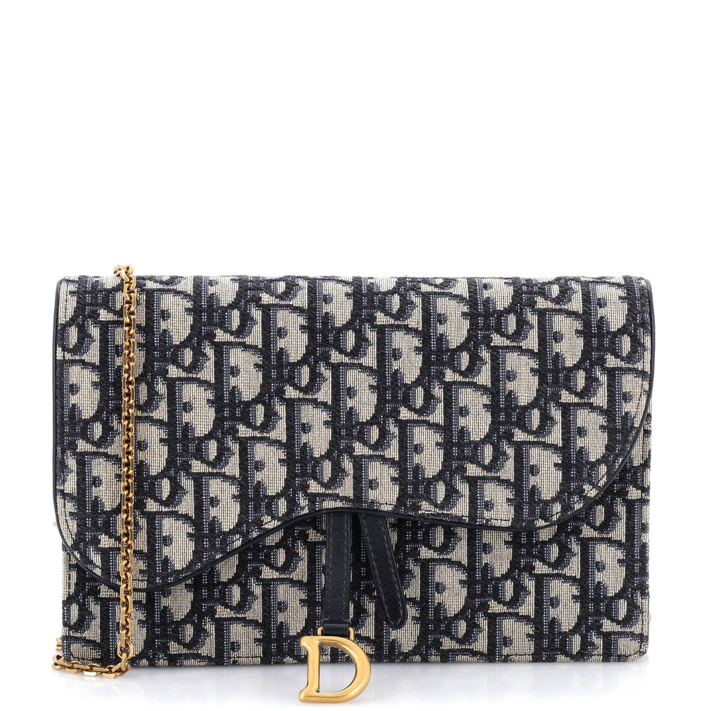 Saddle Chain Clutch Oblique Canvas