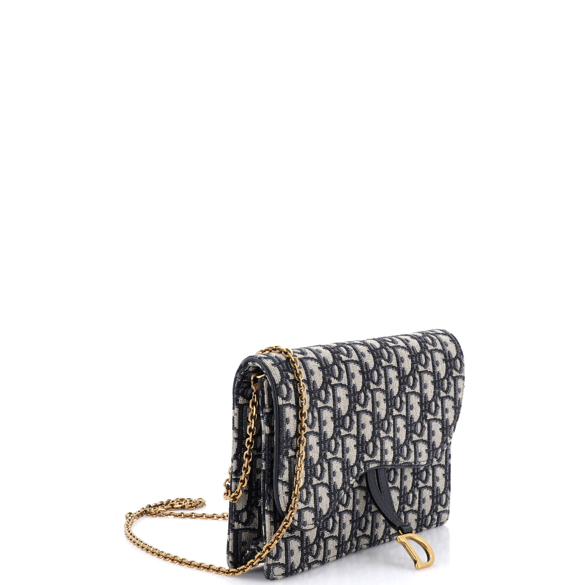 Saddle Chain Clutch Oblique Canvas