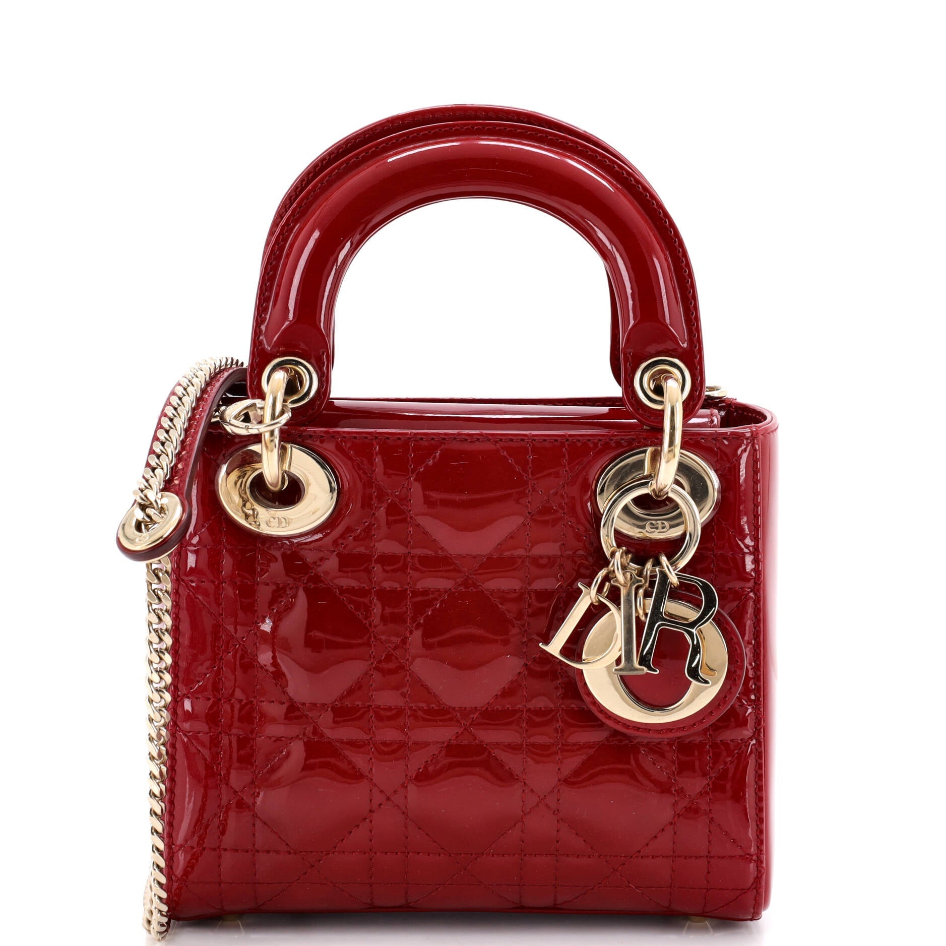 Lady Dior Chain Bag Cannage Quilt Patent Mini