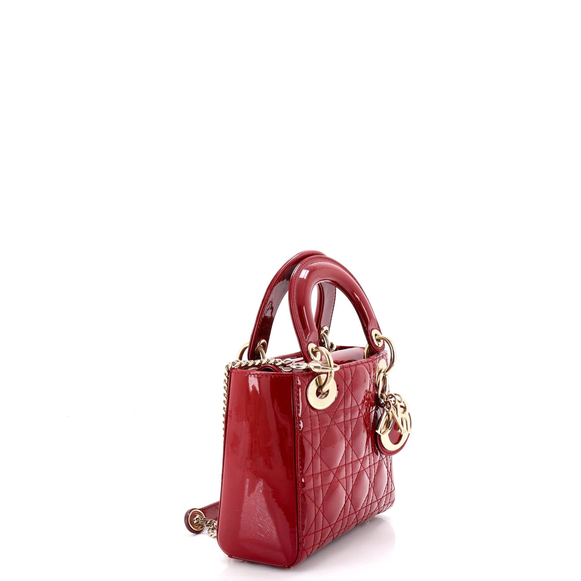 Lady Dior Chain Bag Cannage Quilt Patent Mini