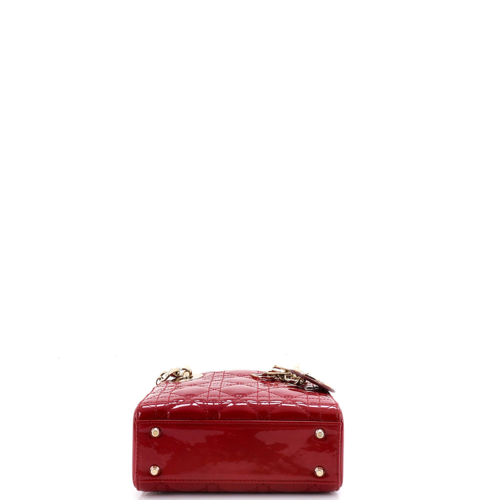 Lady Dior Chain Bag Cannage Quilt Patent Mini