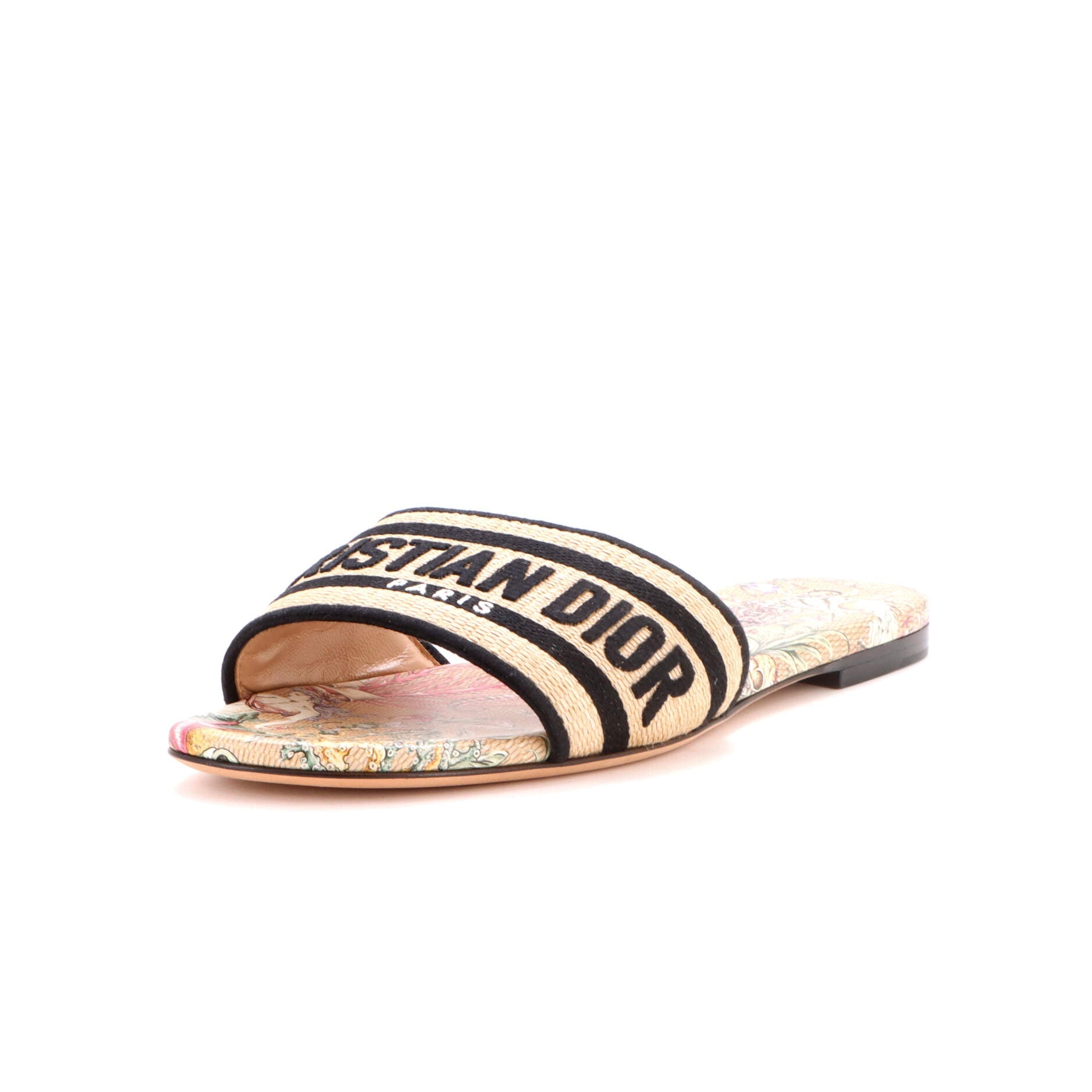 Women's Dway Flat Sandals Embroidered Straw