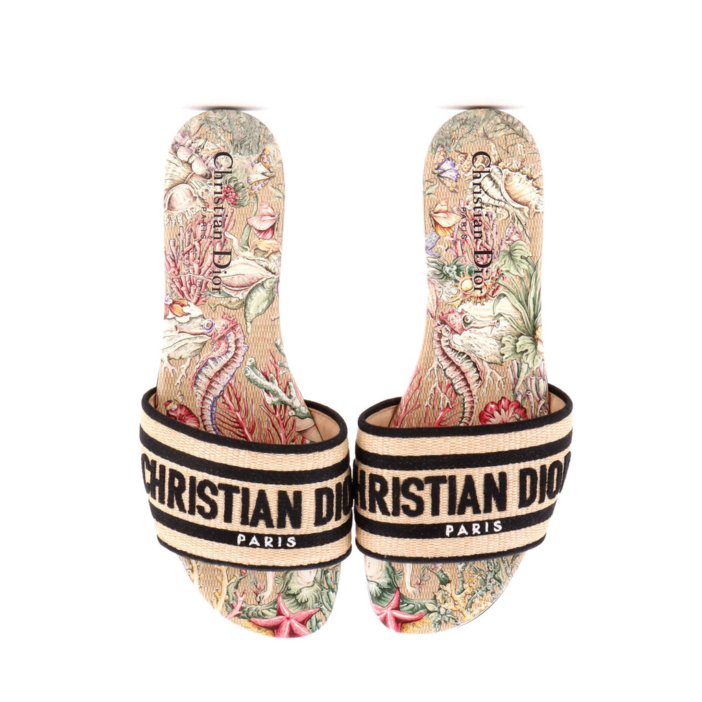 Women's Dway Flat Sandals Embroidered Straw