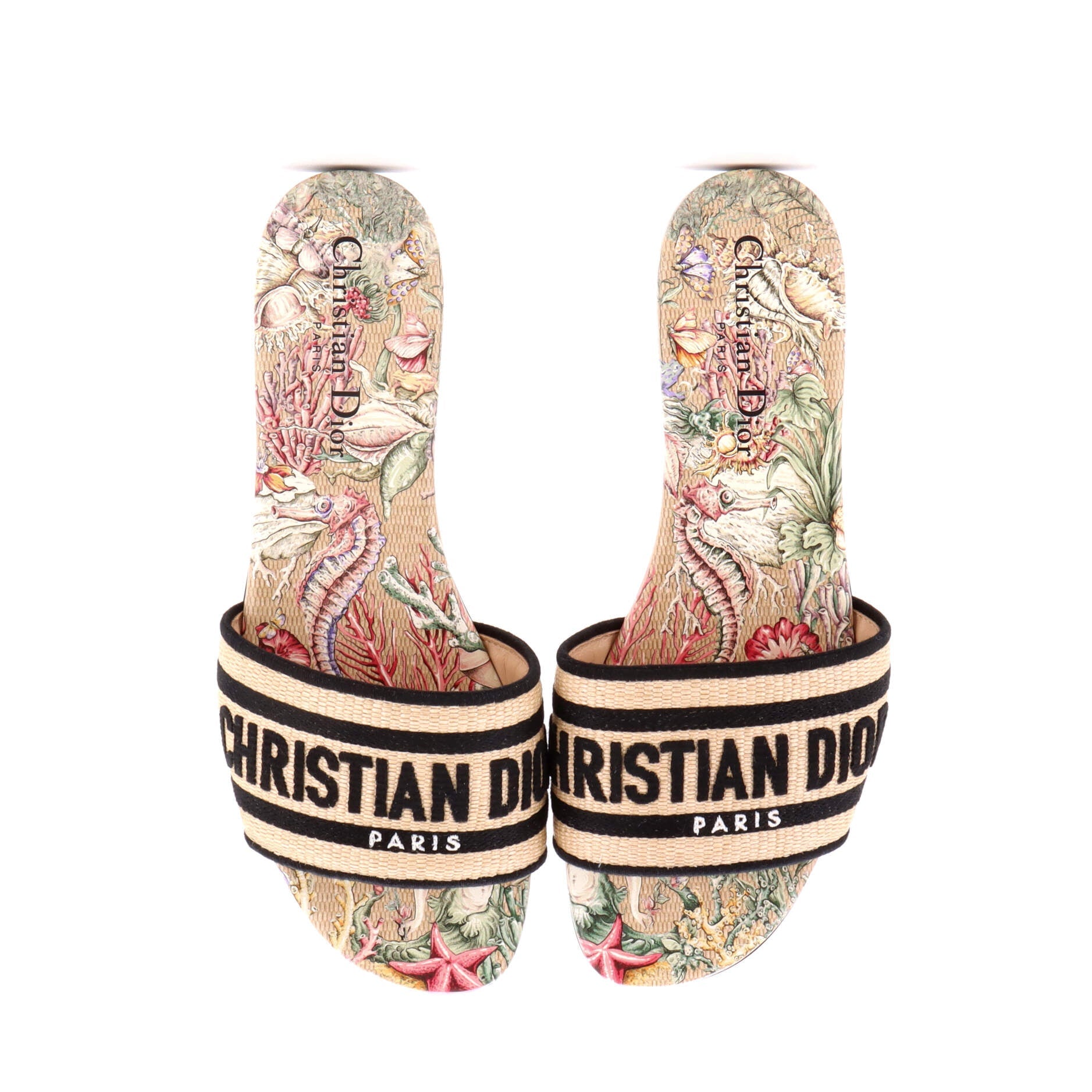 Women's Dway Flat Sandals Embroidered Straw