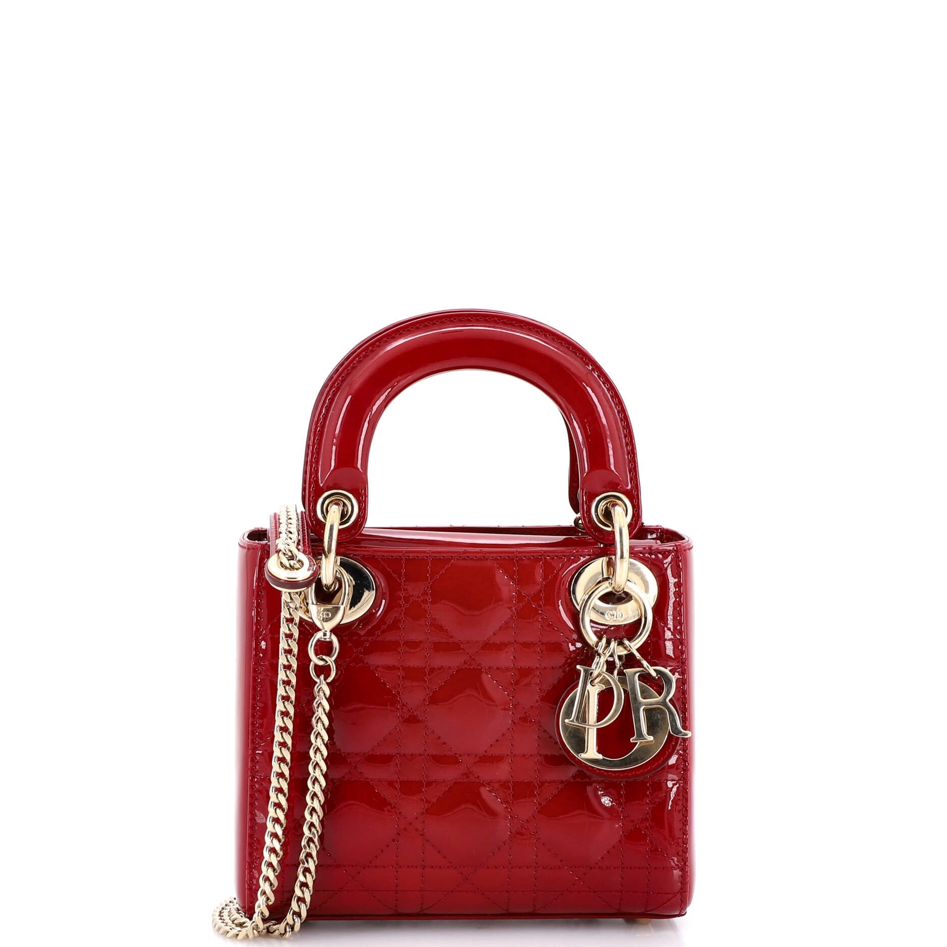 Lady Dior Chain Bag Cannage Quilt Patent Mini