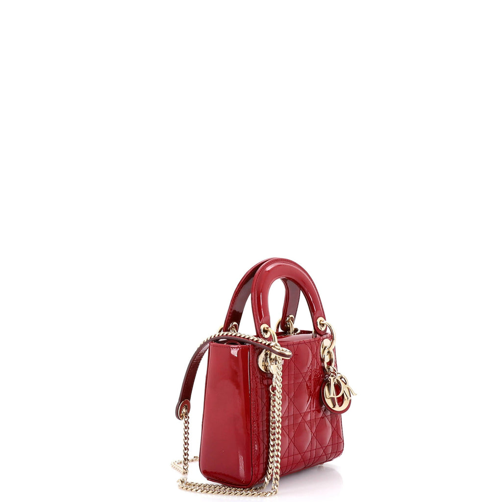 Lady Dior Chain Bag Cannage Quilt Patent Mini