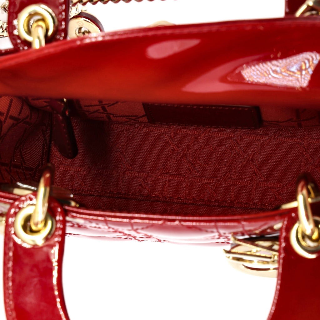 Lady Dior Chain Bag Cannage Quilt Patent Mini
