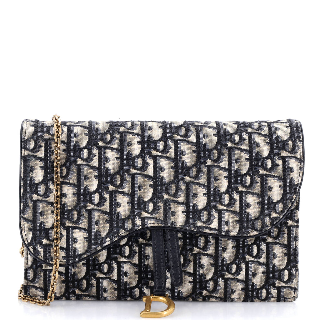 Saddle Chain Clutch Oblique Canvas