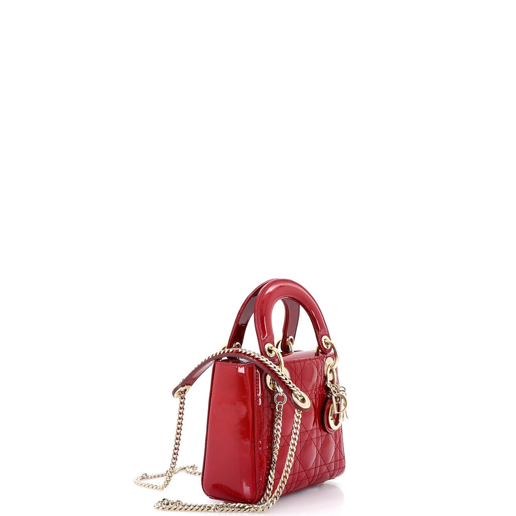 Lady Dior Chain Bag Cannage Quilt Patent Mini