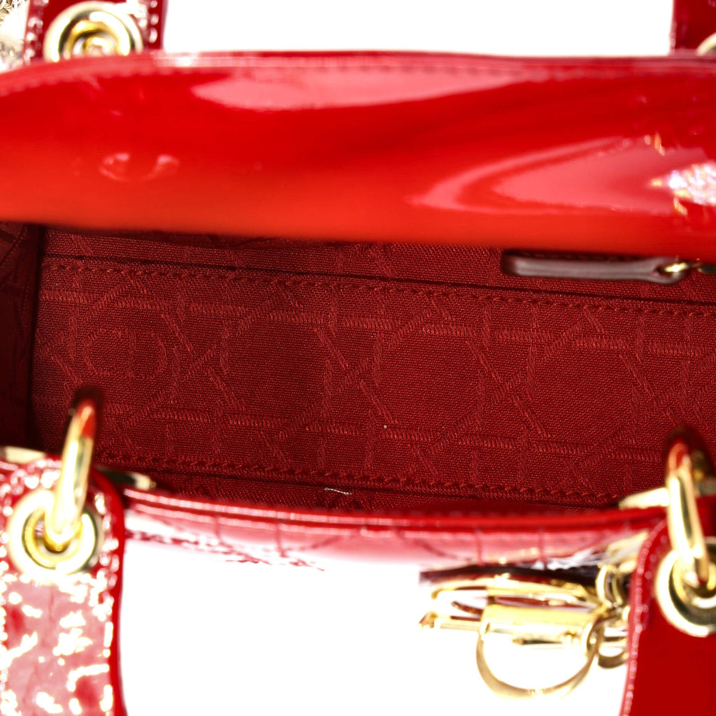 Lady Dior Chain Bag Cannage Quilt Patent Mini