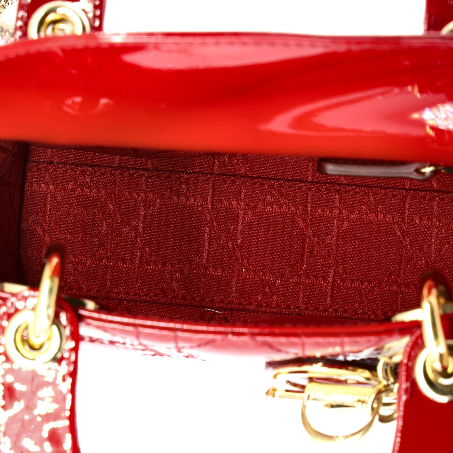 Lady Dior Chain Bag Cannage Quilt Patent Mini