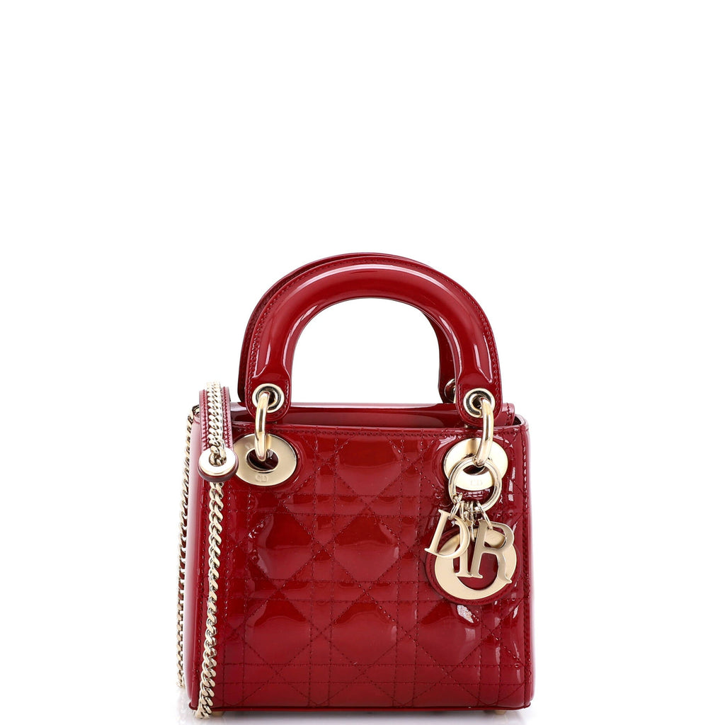 Lady Dior Chain Bag Cannage Quilt Patent Mini