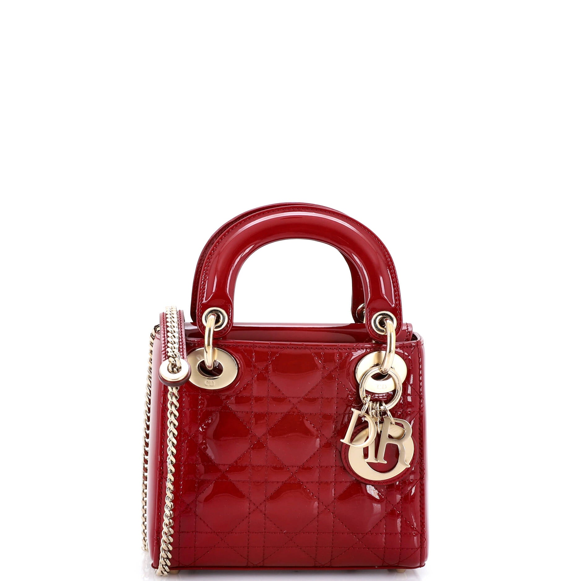 Lady Dior Chain Bag Cannage Quilt Patent Mini