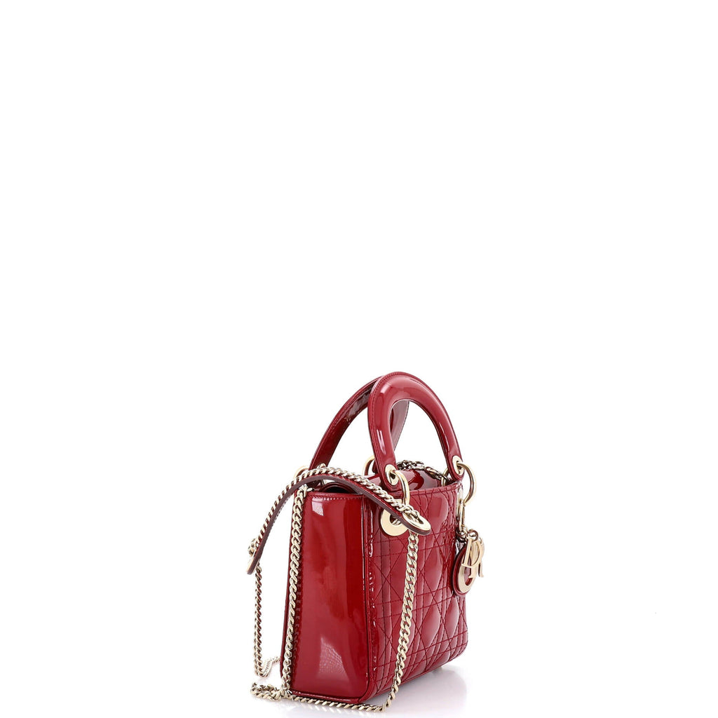 Lady Dior Chain Bag Cannage Quilt Patent Mini