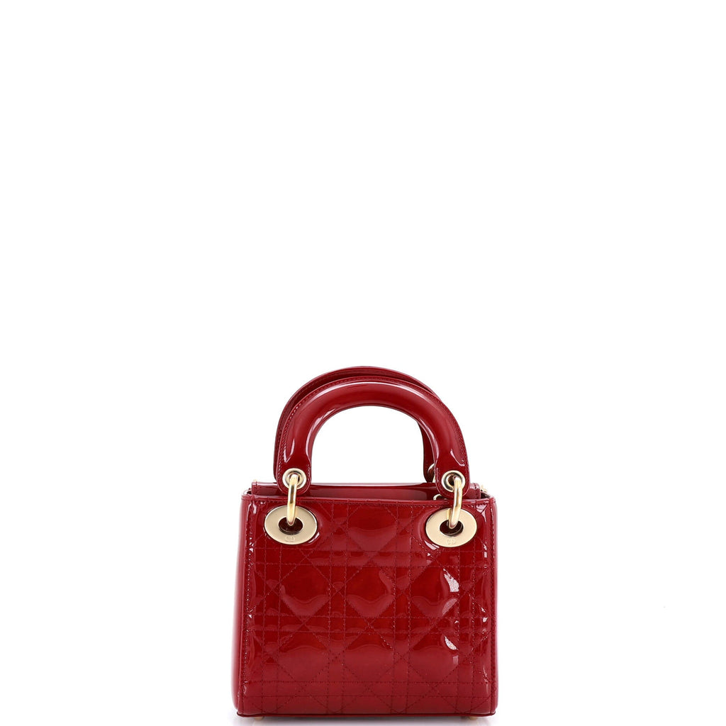 Lady Dior Chain Bag Cannage Quilt Patent Mini