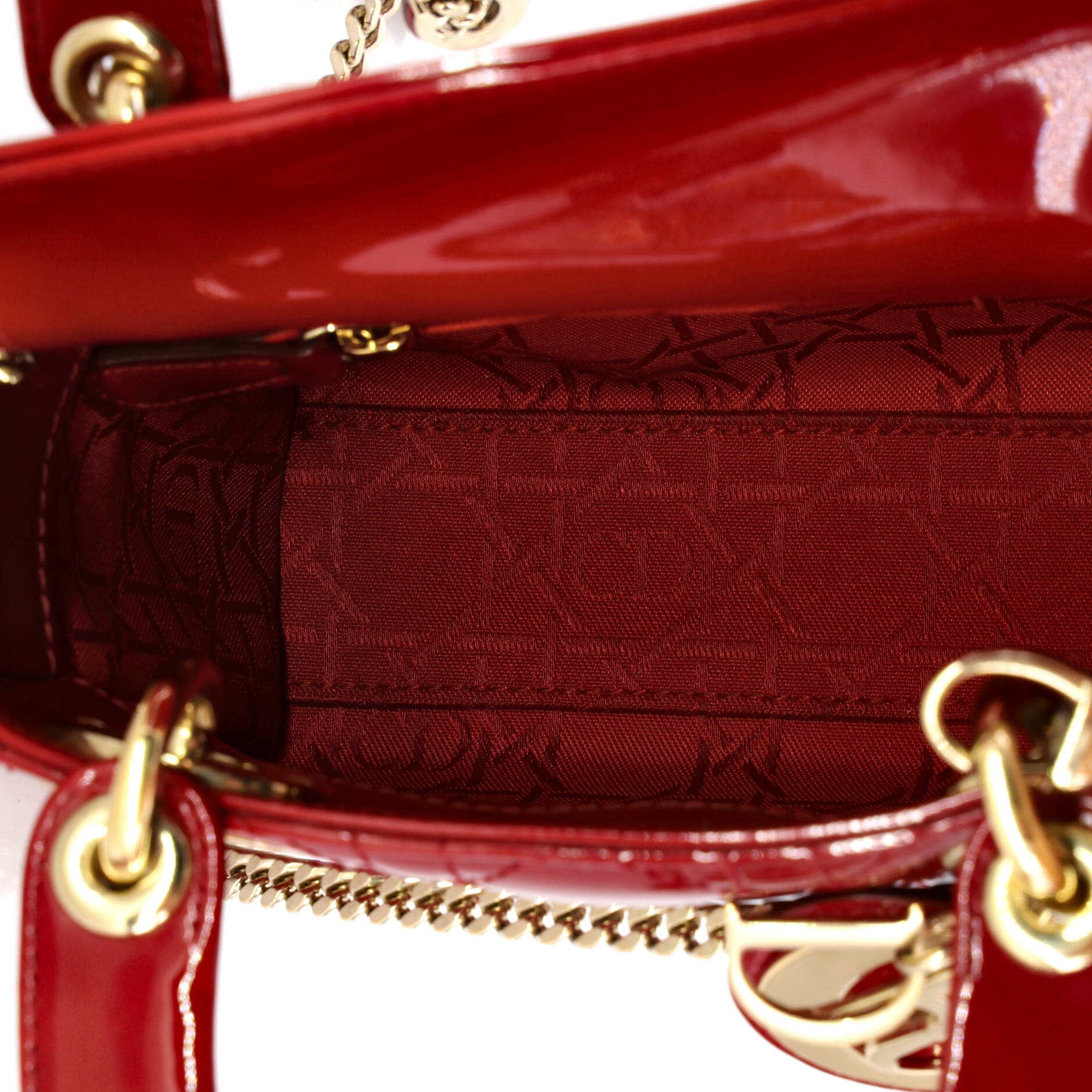 Lady Dior Chain Bag Cannage Quilt Patent Mini