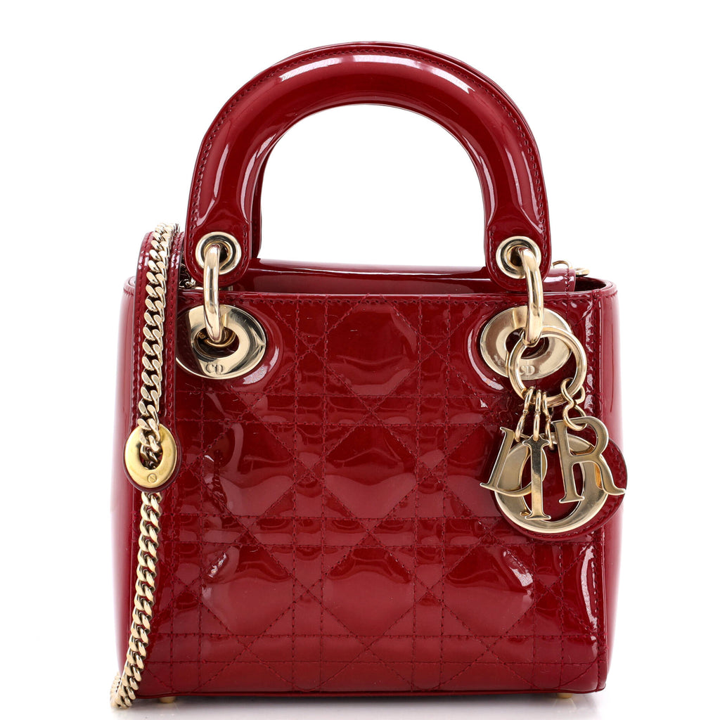 Lady Dior Chain Bag Cannage Quilt Patent Mini