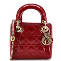 Lady Dior Chain Bag Cannage Quilt Patent Mini