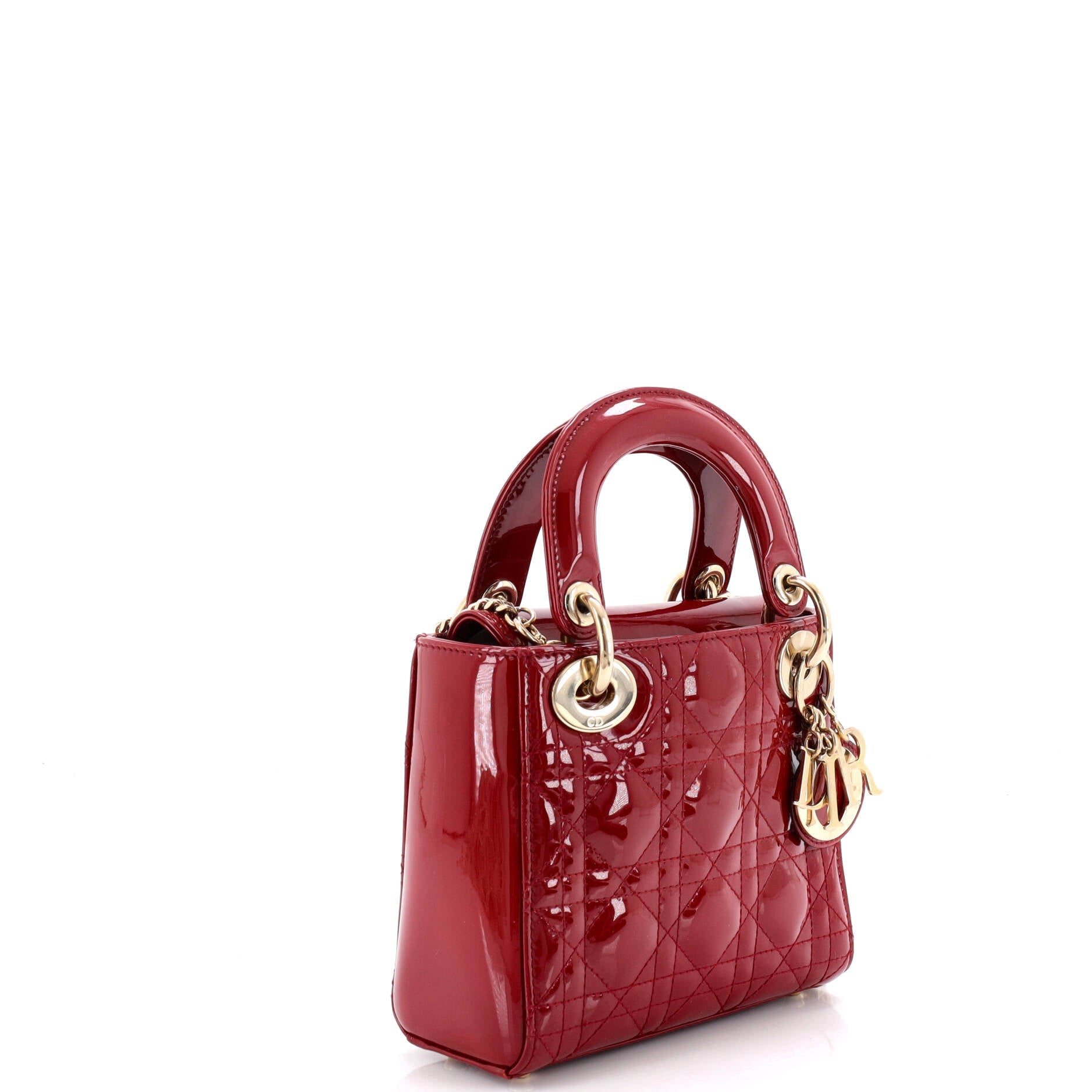 Lady Dior Chain Bag Cannage Quilt Patent Mini