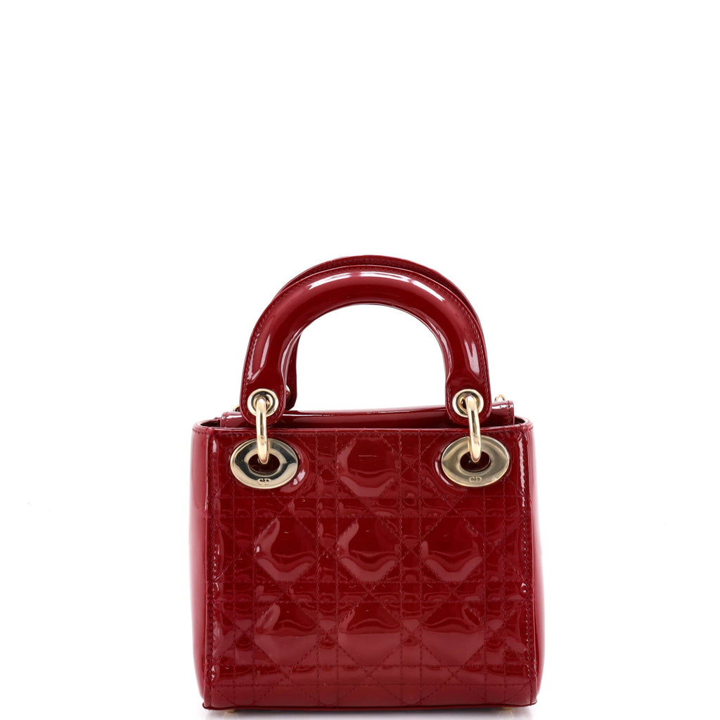Lady Dior Chain Bag Cannage Quilt Patent Mini