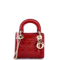 Lady Dior Chain Bag Cannage Quilt Patent Mini