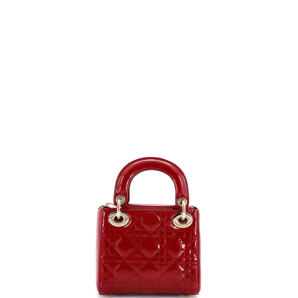 Lady Dior Chain Bag Cannage Quilt Patent Mini