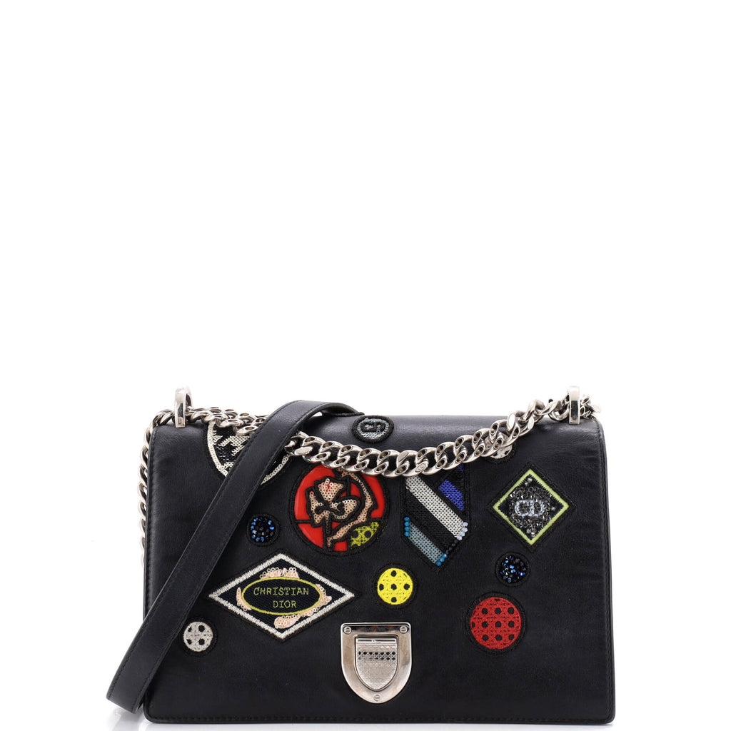 Diorama Flap Bag Patch Embellished Leather Medium