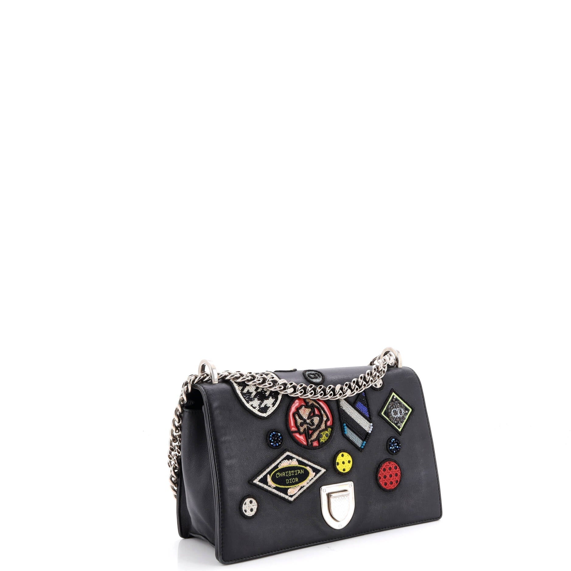 Diorama Flap Bag Patch Embellished Leather Medium