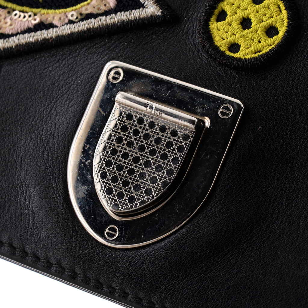 Diorama Flap Bag Patch Embellished Leather Medium
