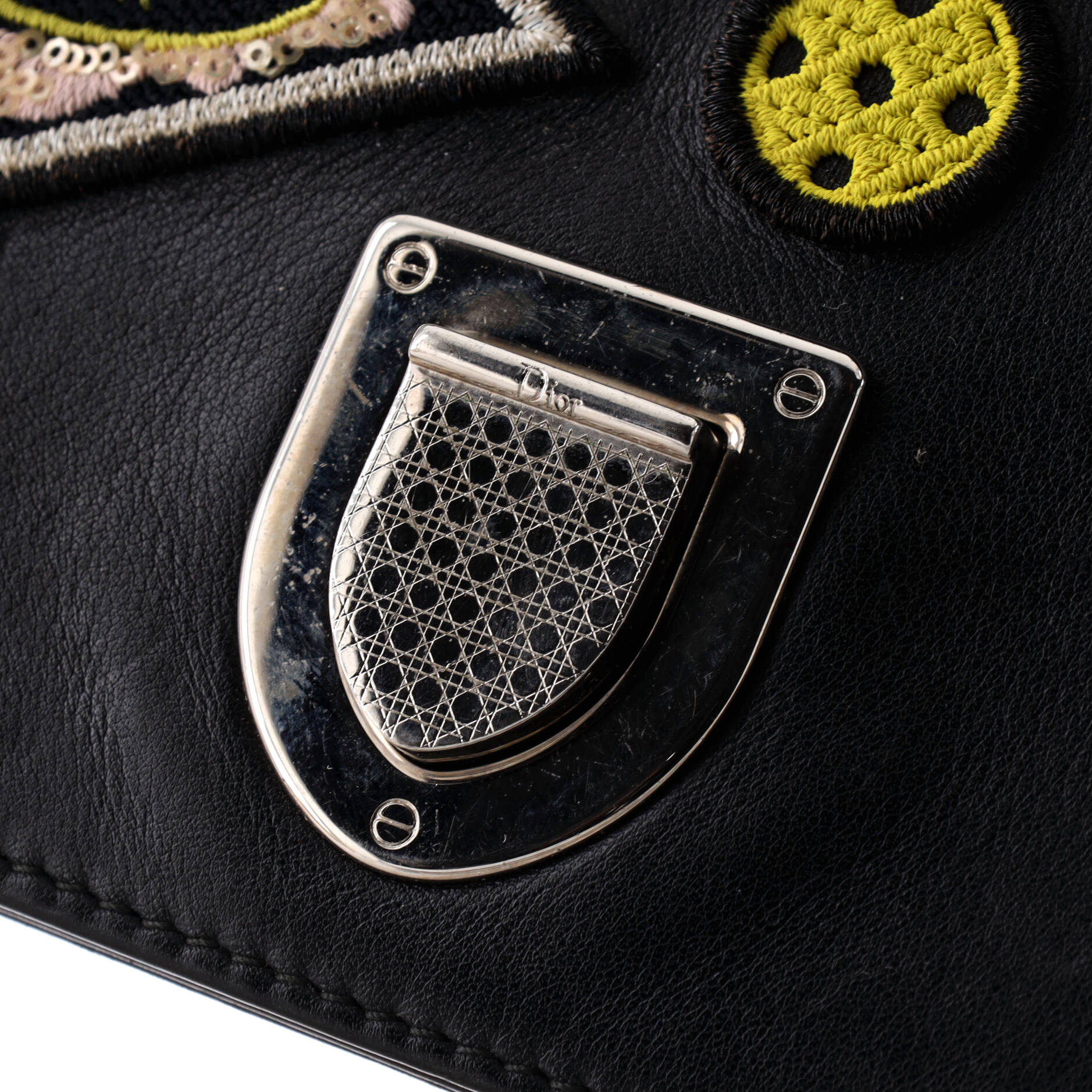 Diorama Flap Bag Patch Embellished Leather Medium