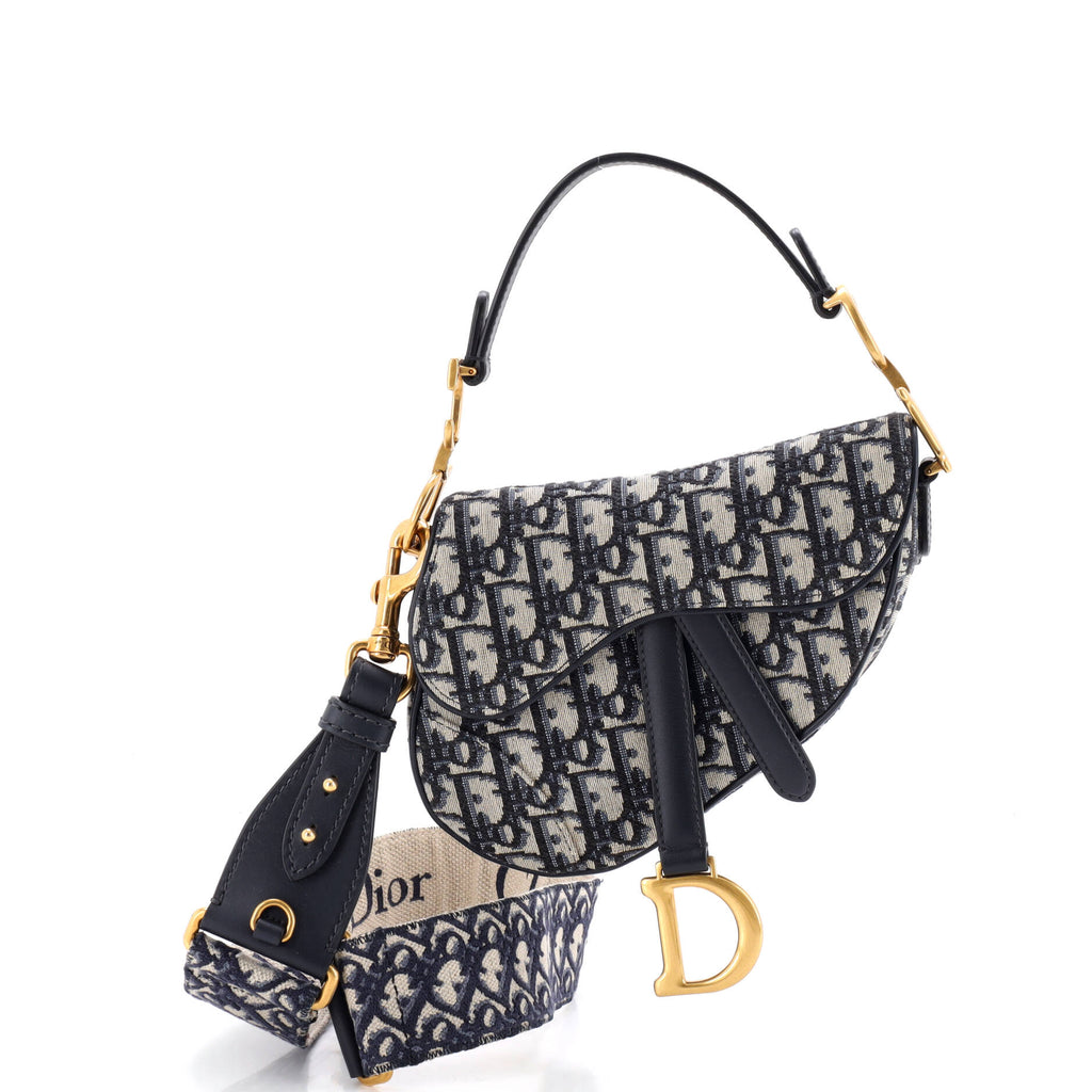 Saddle Handbag with Strap Oblique Canvas Mini