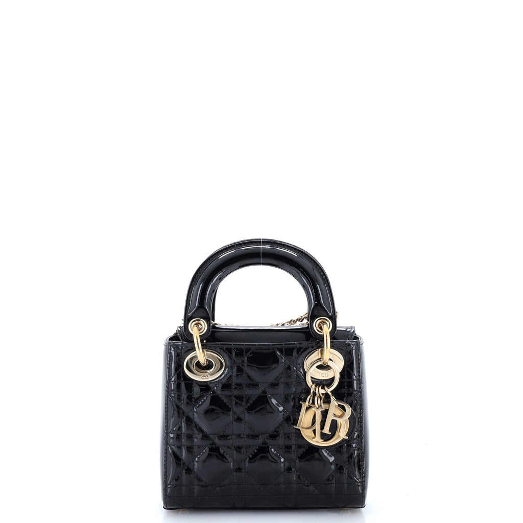 Lady Dior Chain Bag Cannage Quilt Patent Mini