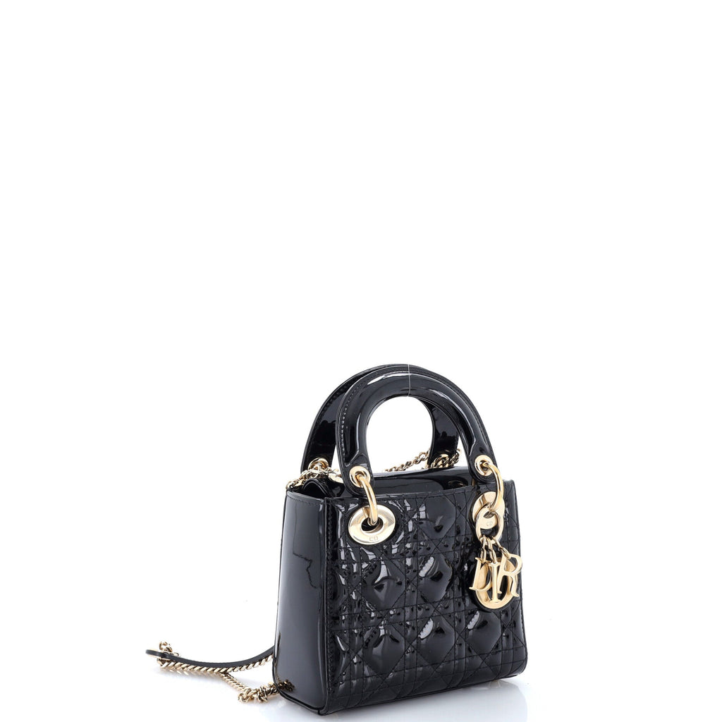 Lady Dior Chain Bag Cannage Quilt Patent Mini