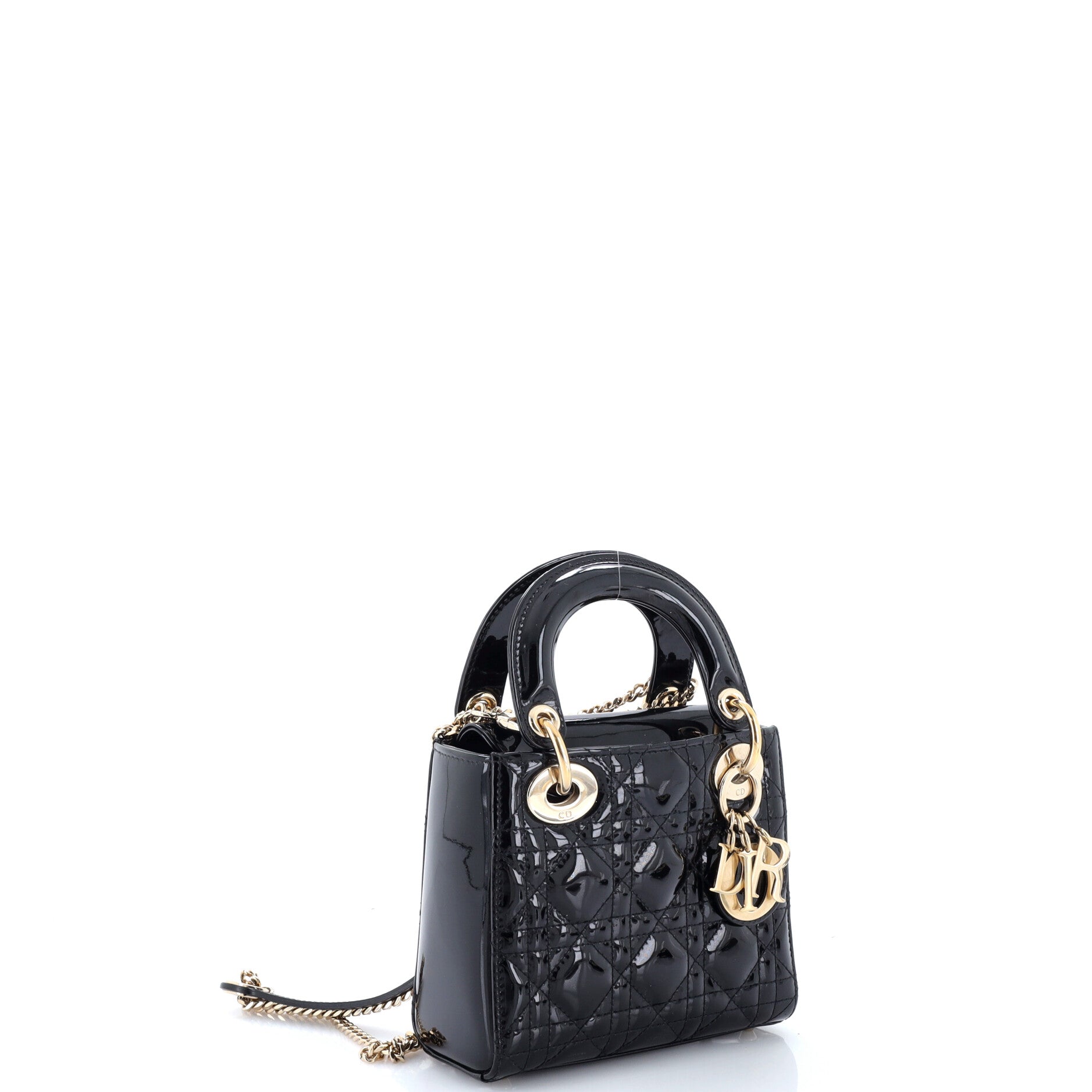 Lady Dior Chain Bag Cannage Quilt Patent Mini