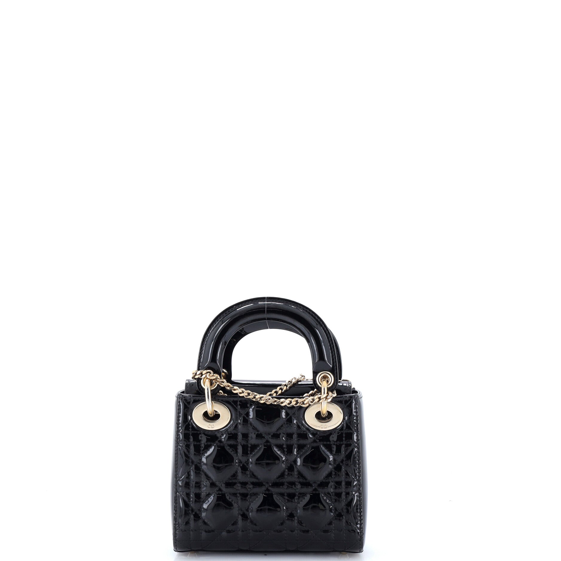 Lady Dior Chain Bag Cannage Quilt Patent Mini