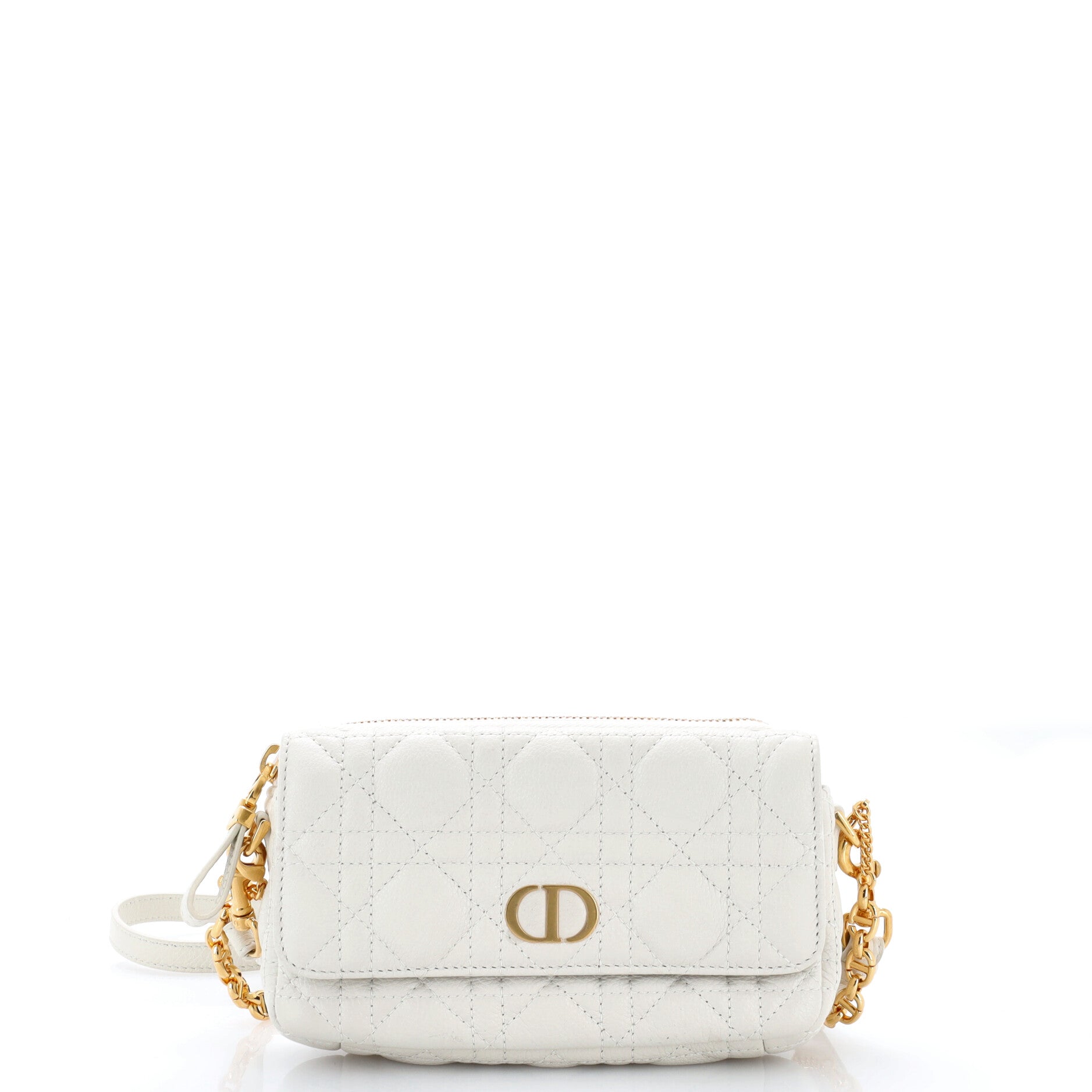 Caro Flap Double Pouch Crossbody Bag Cannage Quilt Calfskin