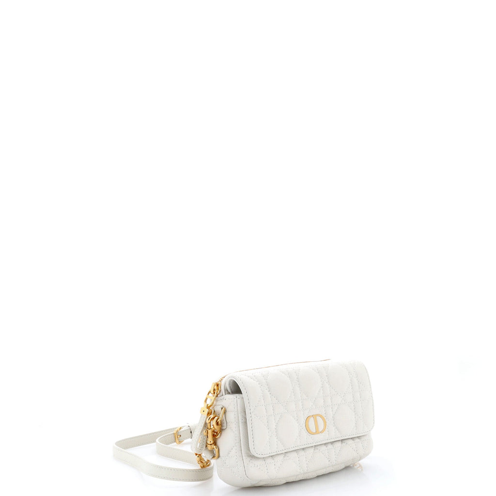 Caro Flap Double Pouch Crossbody Bag Cannage Quilt Calfskin