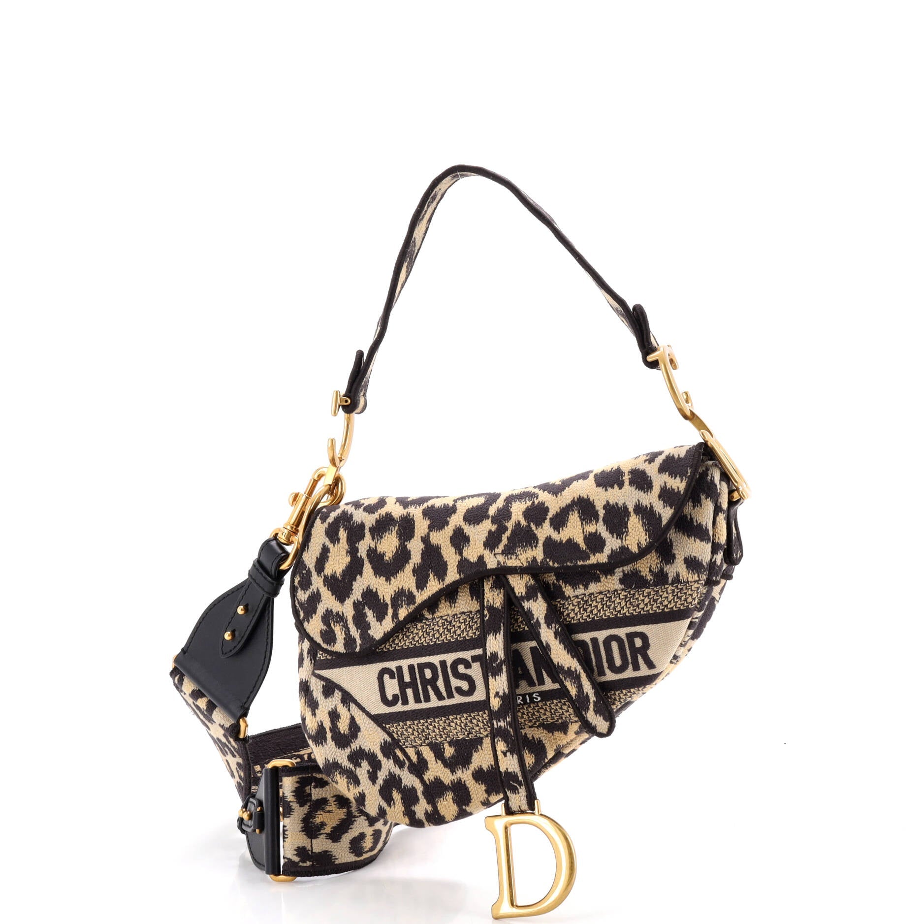Saddle Handbag Mizza Embroidered Canvas Medium