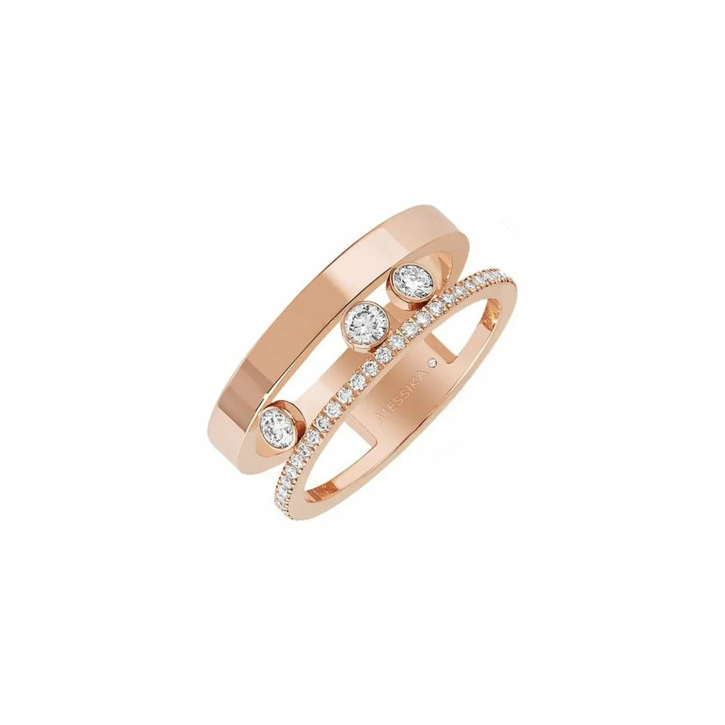 MOVE ROMANE PINK GOLD AND SILVER DIAMOND RING